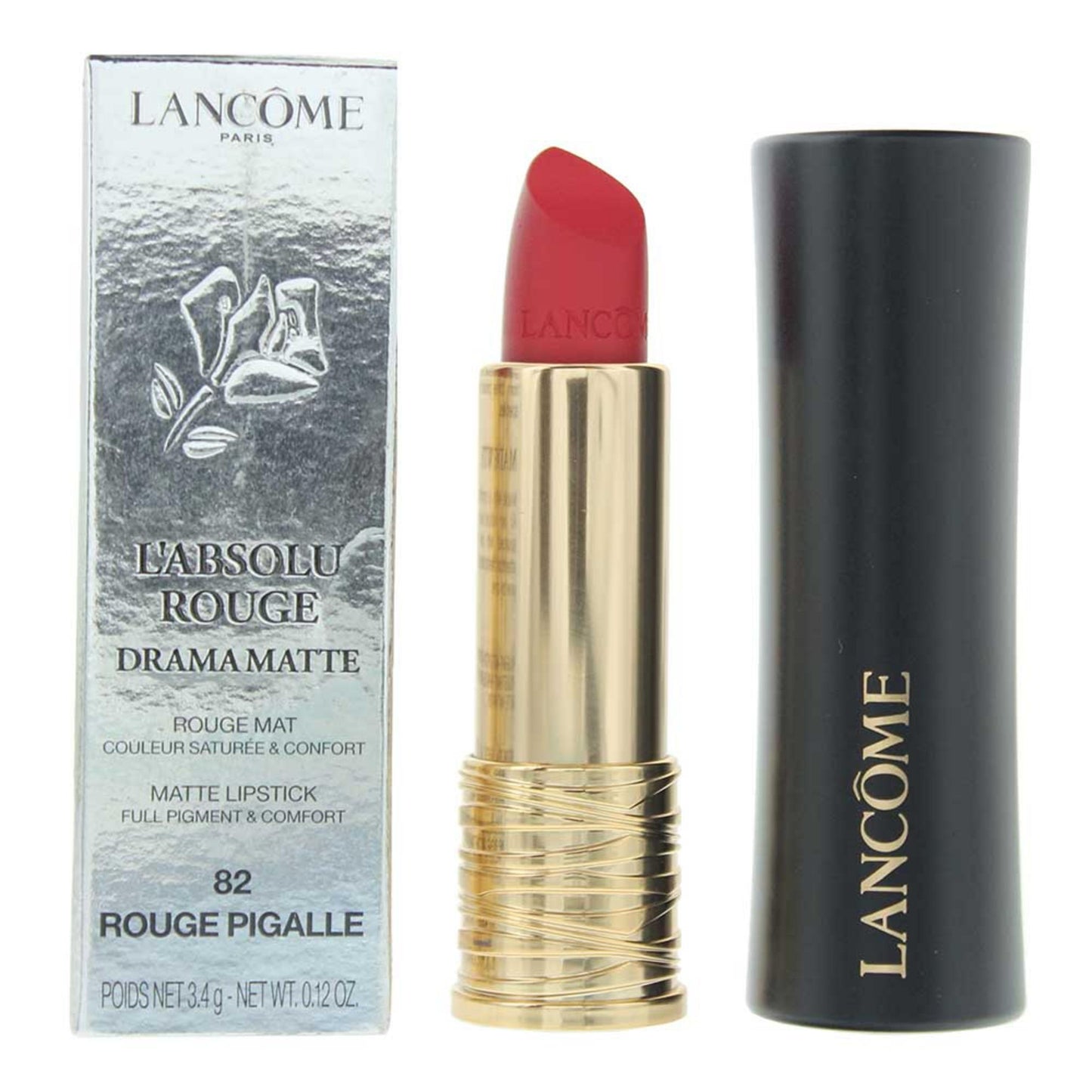 Lancome, L'Absolu Rouge Drama Matte, Opaco, Rossetto cremoso, 82, Rosso Pigalle, 3.4 g