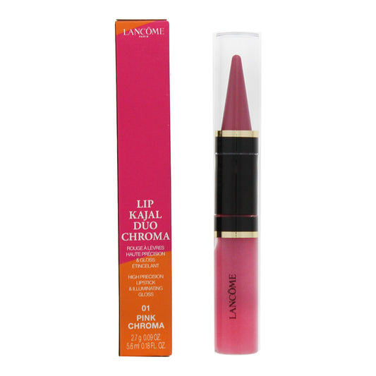Set Duo, Lancome, Lip Kajal Duo Chroma, Rossetto cremoso & lucidalabbra, 01, Croma rosa, 2.7 g
