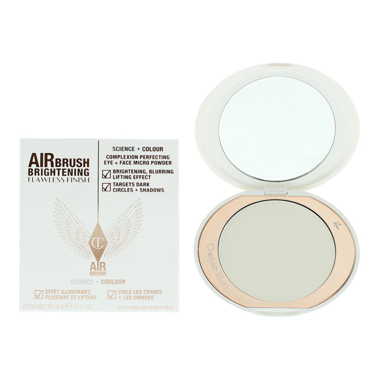 Charlotte Tilbury, Airbrush Flawless, Illuminante, Cipria compatta, Media equa, 9 g