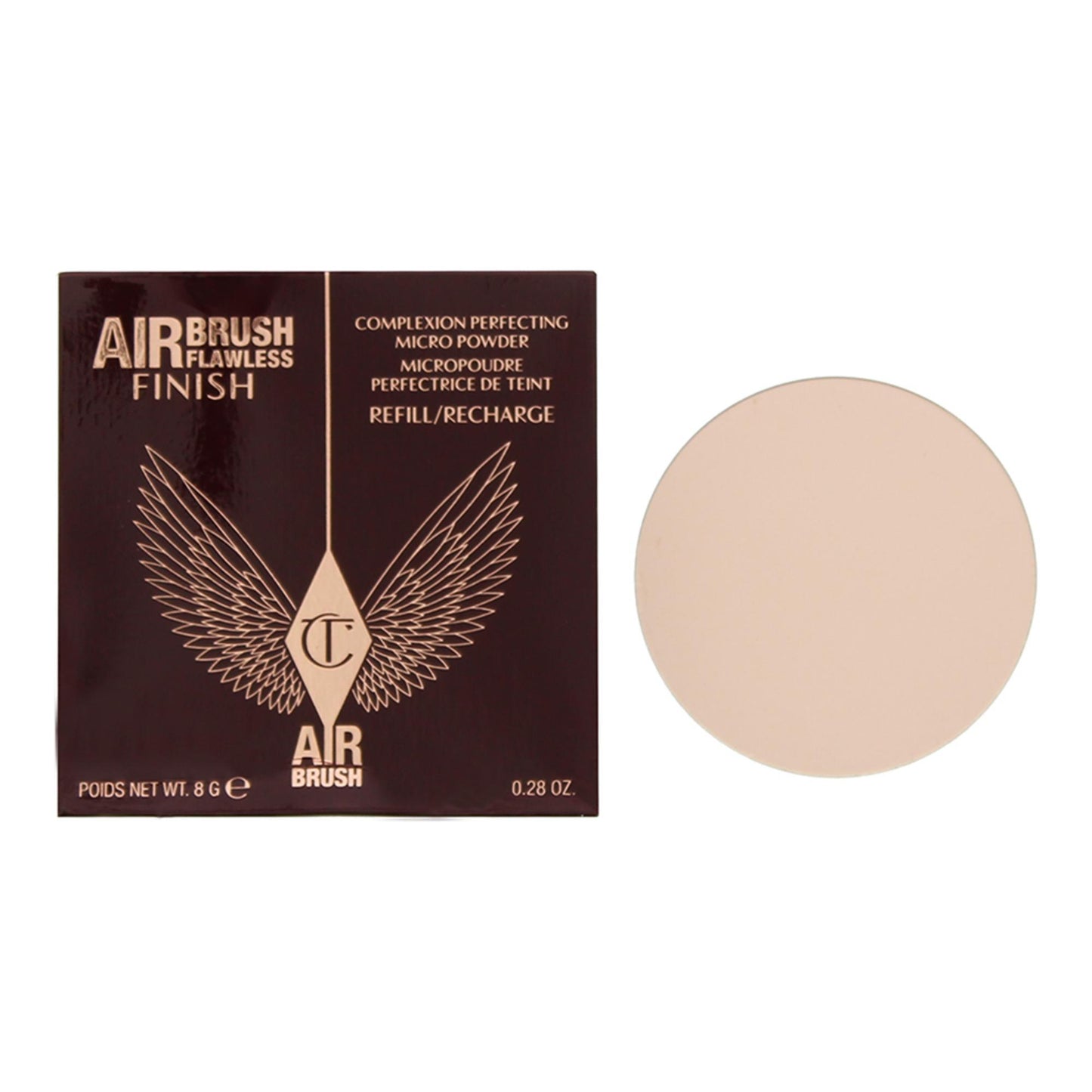 Charlotte Tilbury, Airbrush Flawless, Finitura impeccabile, Cipria compatta, 1, Equo, Ricarica, 8 g