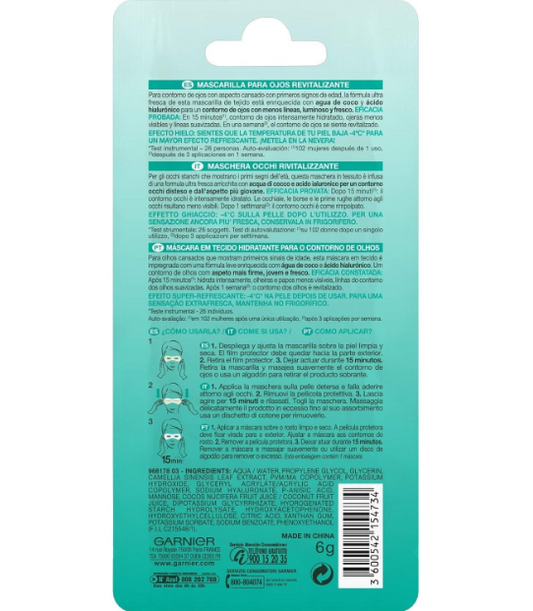 Garnier SkinActive - Hydra Bomb: Maschera Occhi (Acqua di Cocco + Acido Ialuronico)