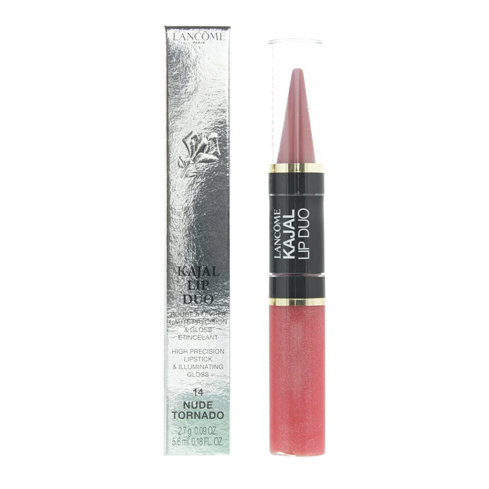 Set Duo, Lancome, Lip Kajal Duo, Rossetto cremoso & lucidalabbra, 14, Tornado nudo, 2.7 g